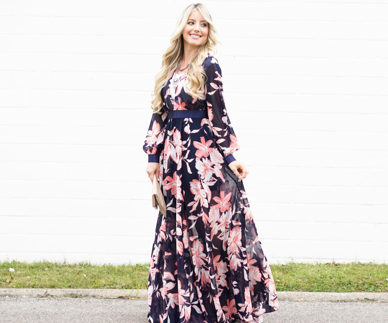 NAVY FLORAL MAXI DRESS... - A Touch of Pink
