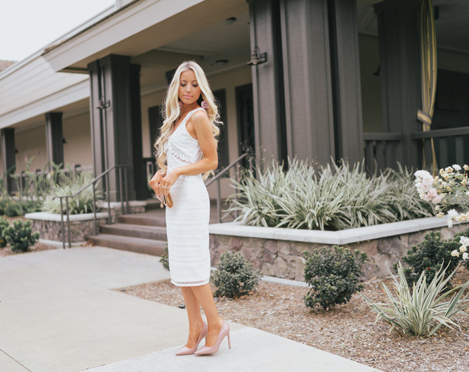 White dress with clearance a touch of gold